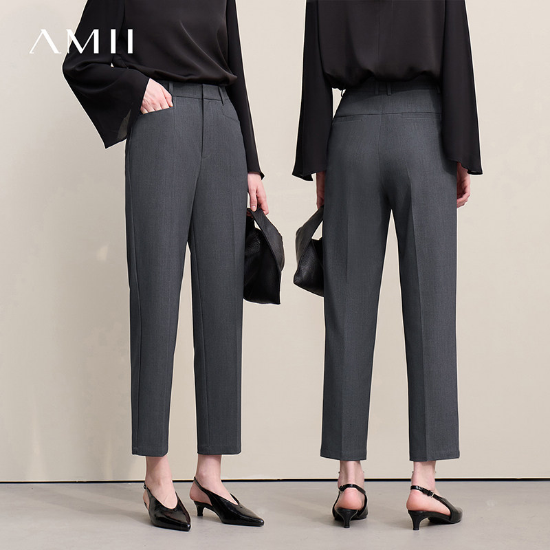 Amii2026春新款高级通勤风利落显瘦锥形裤休闲裤女百搭黑色裤子,女装/女士精品,休闲裤,淘宝优惠券,粉丝福利购,淘宝优惠卷
