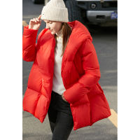 Amii Minimalist white duck down hooded down jacket for women 2026 Winter New style loose warm bread jacket magnetic buckle coat thumbnail 4