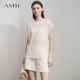 镂空T恤休闲短裤 针织两件套女夏季 2025新款 Amii韩版 宽松休闲套装