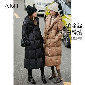 amii90白鸭绒宽松保暖长款面包服