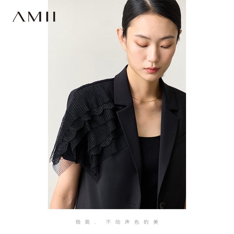 短袖西装Amii常规百搭
