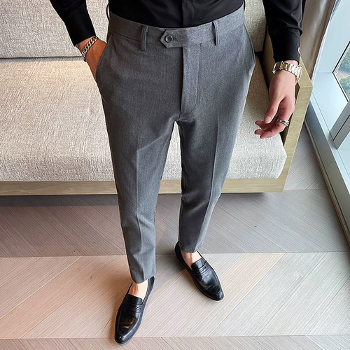 Демисезонный костюм, однотонные модные штаны для отдыха, облегающий крой, в корейском стиле