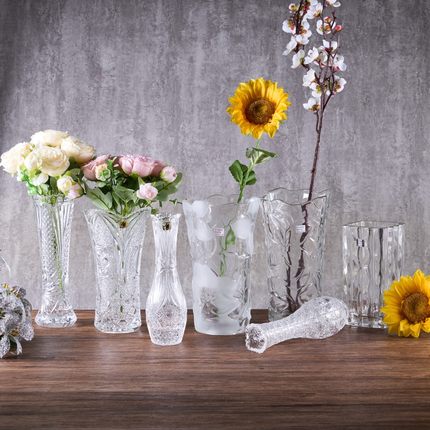 日本进口ADERIA玻璃花瓶摆件客厅插花透明玻璃高级感轻奢简约花器