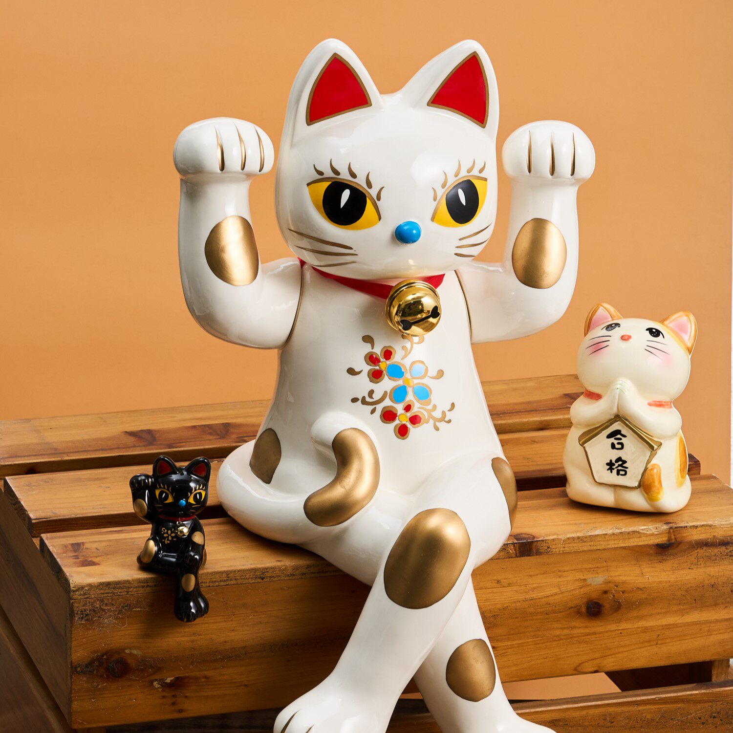 日本进口SUNART招财猫摆件双手可动大号幸运猫家居装饰品招财进宝