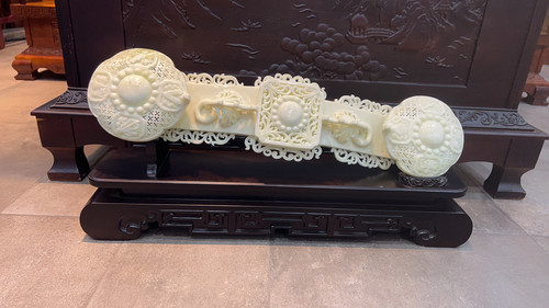 天然玉石摆件白玉如意家居装饰品客厅玄关电视柜办公室乔迁开业礼