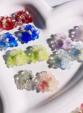 新款晕染紫色粉色蓝色夜光花簇卡22mm 树脂DIY手工材料发卡配饰