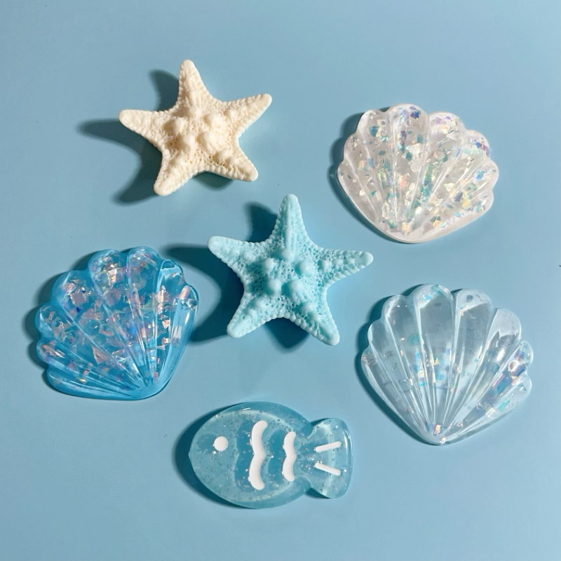 海洋系列 贝壳海星小鱼diy树脂配件 手机壳头饰收纳盒鞋扣贴片