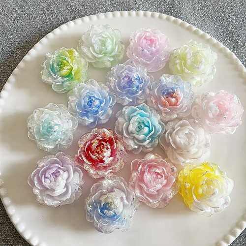 新款爆闪茉莉花卡36mm 手工DIY饰品配件萤火虫夜光树脂花