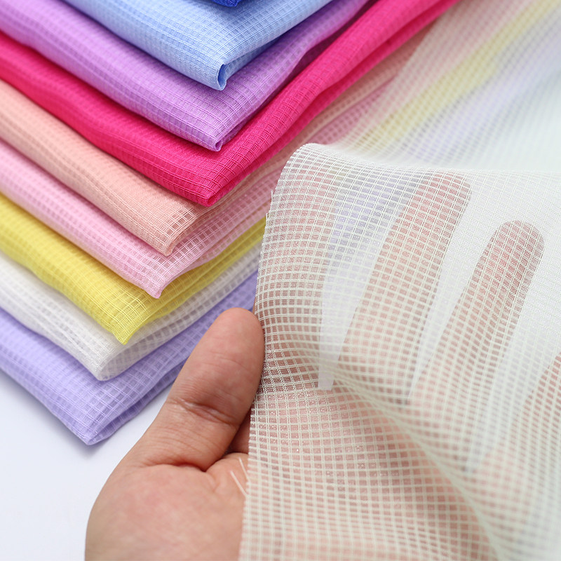 网格欧根纱面料布料礼服黑纱白纱网纱透明软纱薄纱面料纱布婚纱