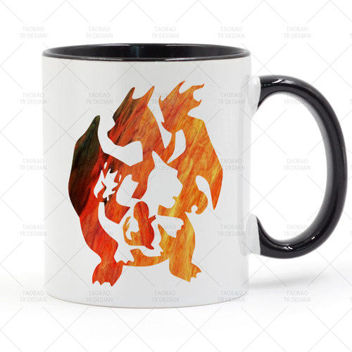 进化 小火龙-火恐龙-喷火龙 宝可梦陶瓷马克杯