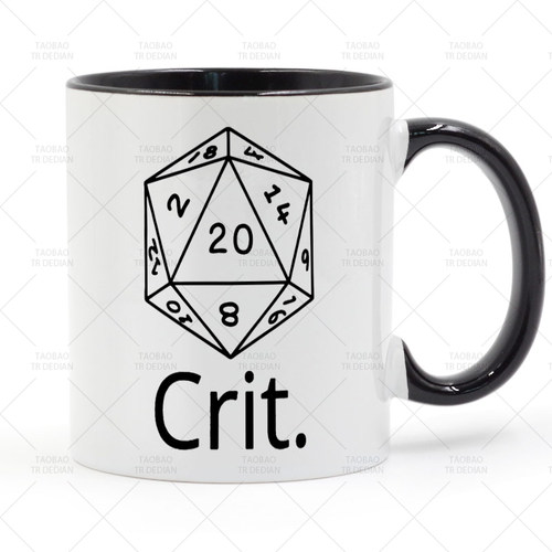 Crit. Nat-20 D&D 游戏陶瓷马克杯水杯杯子