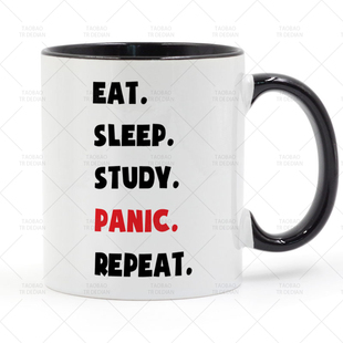 Sleep 马克杯 Study Repeat 咖啡陶瓷喝水杯杯子 Panic Eat