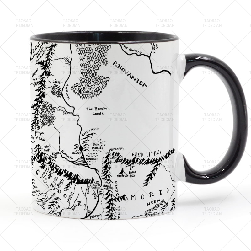 中土世界地图 魔戒指环王The Lord Of Rings Map熊猫色陶瓷马克杯