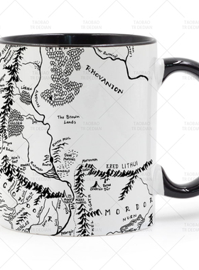 中土世界地图 魔戒指环王The Lord Of Rings Map熊猫色陶瓷马克杯