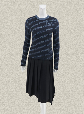 仿F/D* KORA撞色字母提花修身女秋冬绵羊毛针织衫毛衣00131/00238