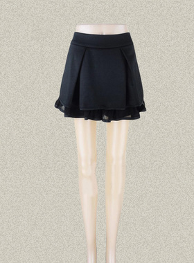 Double*爱 正品 防走光打底黑色女式春秋弹力针织短裙半身裙 3004