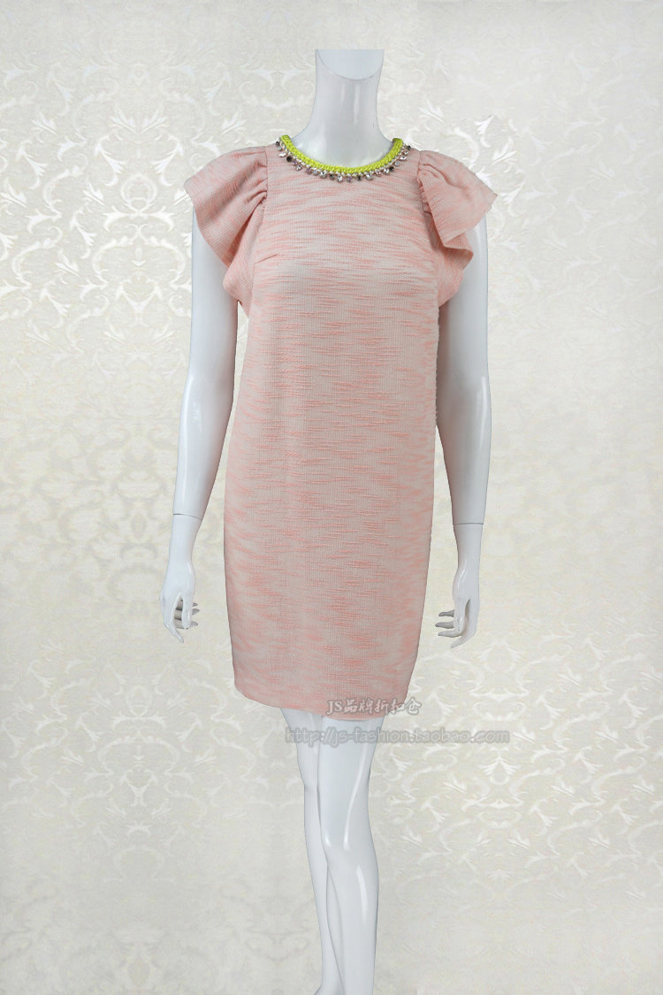 新!JH风 折扣促销 镶钻女春夏飞飞袖甜美提花减龄连衣裙8105LC180