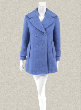 季H风 正品折扣 翻领双排扣清雅学院风中长女冬春羊毛呢大衣DA216