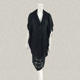 夹亮丝黑色女春秋冬羊毛薄呢大衣斗篷个性 正品 外套二色0272