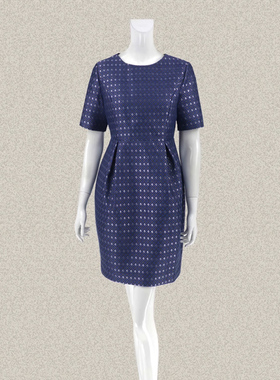 F*RRO G*ANO 正品 雅致亮丝格子提花轻熟女秋冬连衣裙二色 4E387