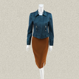 翻领OL女春秋拉链短外套休闲精致短茄克 裘TN 正品 dea 12529D