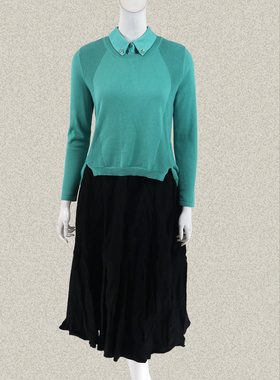 JH风 正品  可拆假领钉钻假两件女春秋全棉针织衫上衣TA305 三色