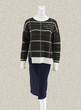 仿F/DE K*RA  字母提花拼色罗纹领女秋冬绵羊毛马海毛毛衣 00136