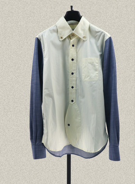 桀* J*eor 正品 翻领贴袋减龄男春秋全棉拼色休闲长袖衬衫JS40214