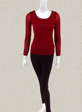 蕾DOW 正品 袖口抽褶糖果色女春秋弹力细网眼打底衫针织衫CC33003