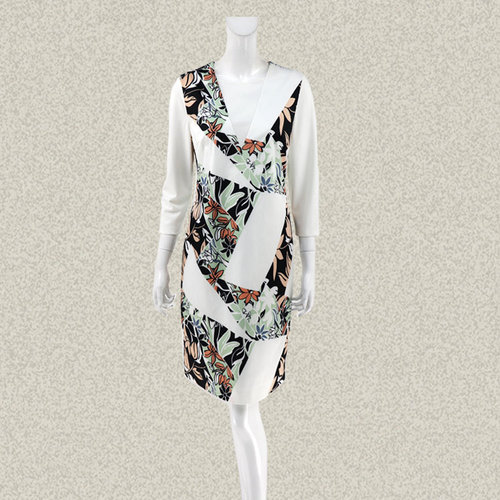 新!卡迪DL 正品 不对称印花针梭拼女夏秋假两件连衣裙 161D140