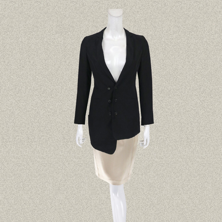 V*VA HE*RT 正品 西装领不对称女春秋铜氨纤维OL中长外套 VS50807