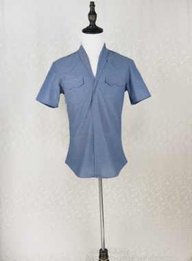 男装上新!桀* J*eor 翻领短袖口袋饰棉混纺文艺男夏秋衬衫JS30103