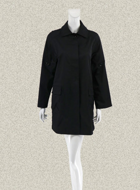 新!法路INA   暗襟两用袖黑色女秋冬风衣棉弹力长外套 FRAF6108