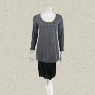 上衣 饰夹亮丝女春夏秋弹力套头针织衫 8510222 拼色亚克力装 蕾DOW