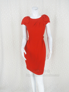 甜美简约蝴蝶结饰包袖 新 专柜正品 fon 收腰气质女夏连衣裙LC151