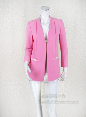 新!Double*爱 门襟无扣无领长袖气质西装外套女春夏薄外套Y1002A