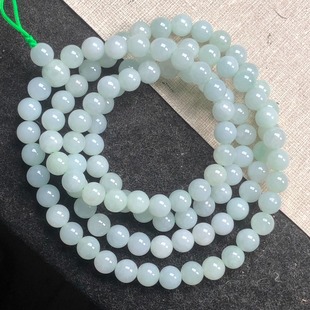 隆慈缘翡翠A货源头直发8.mm冰晴浅绿手链108颗长项链珠链