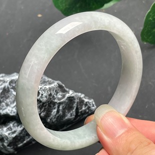 隆慈缘缅甸原矿A货翡翠62mm手镯冰糯种紫罗兰带绿手镯大圈口手镯