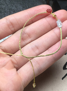 有钱花手绳隆慈缘A货翡翠铜镀金