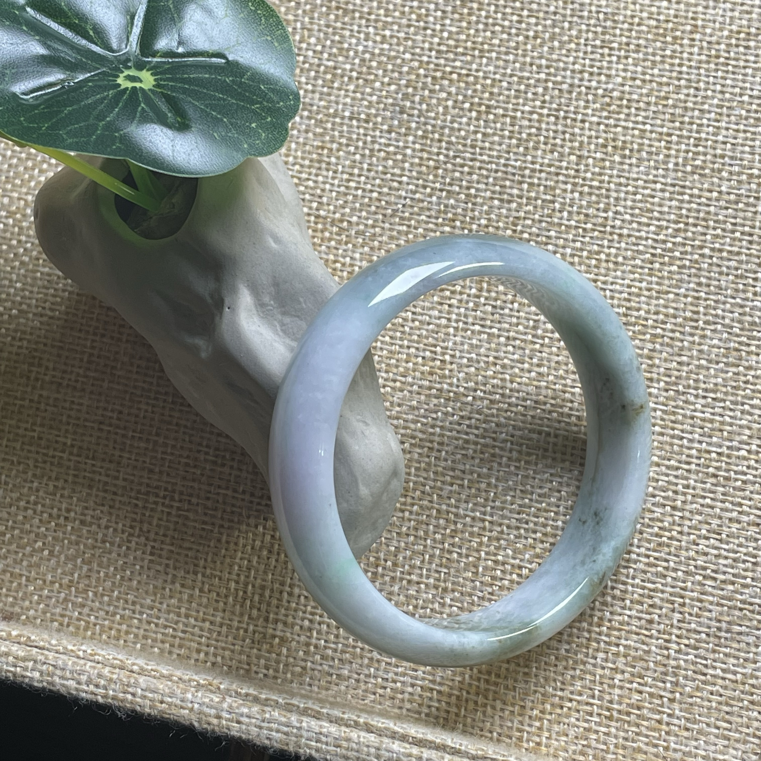 隆慈缘缅甸原矿A货翡翠54mm手镯细糯种紫底飘花手镯翡翠手镯