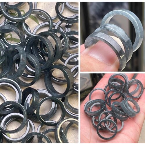 隆慈缘翡翠A货冰乌鸡方戒翡翠乌鸡指环吊坠男女款玉戒可自选配证