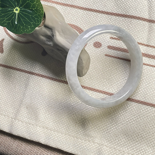 隆慈缘缅甸原矿A货翡翠58mm手镯冰糯种糯白手镯翡翠手镯