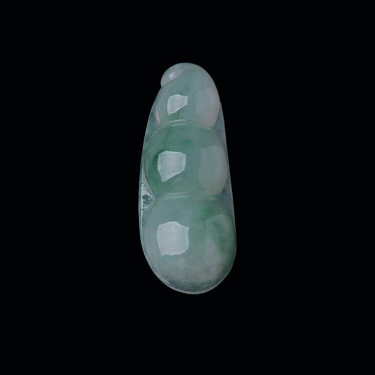 冰糯种飘花翡翠四季豆吊坠缅甸保真老坑天然玉石平安豆挂坠送证书