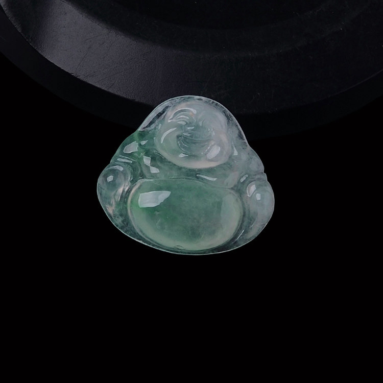 隆慈缘玉器老坑冰种翡翠玉佛吊坠缅甸保真A货大肚佛项坠包邮送证