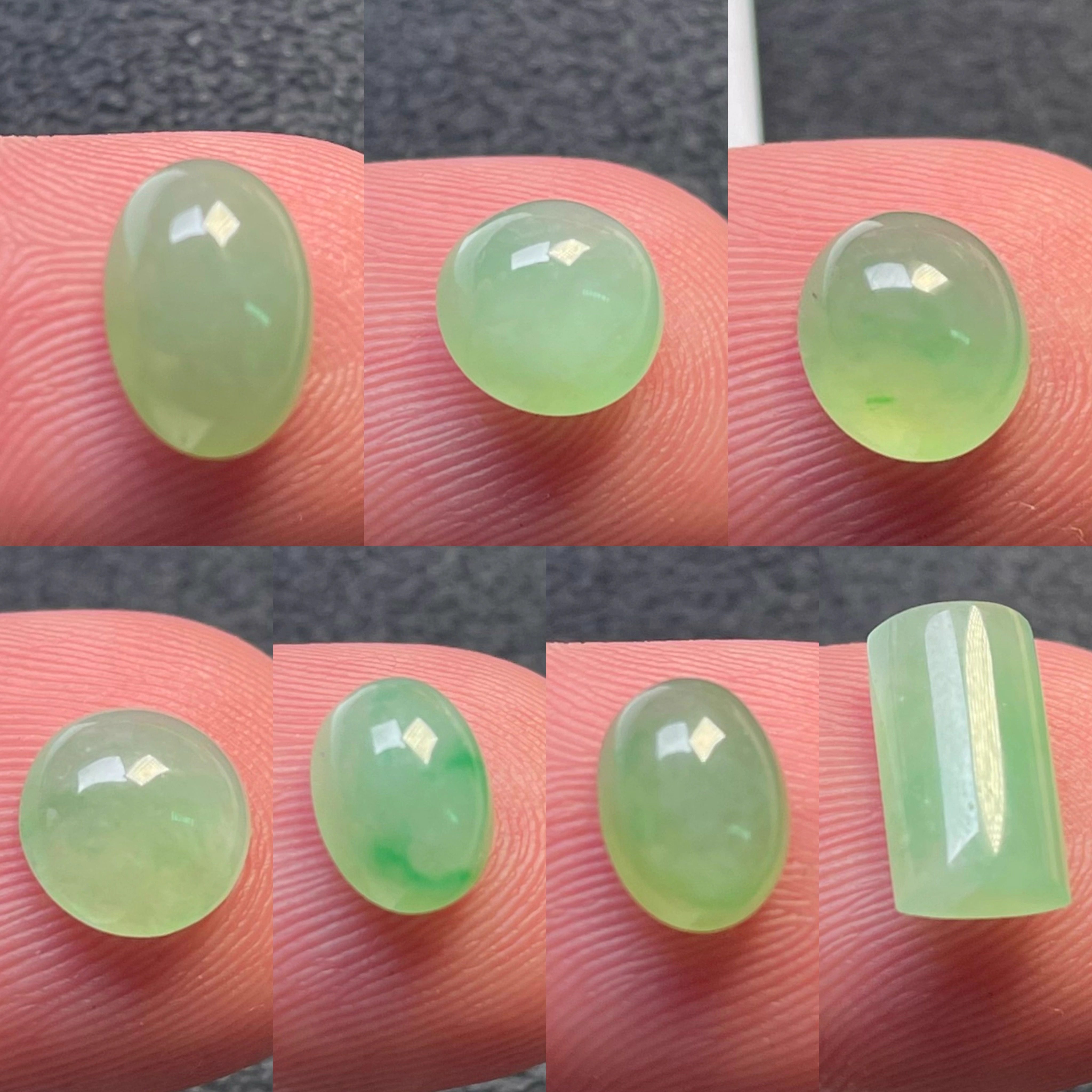 隆慈缘原矿翡翠A货冰糯种糯种苹果绿蛋面戒指项链吊坠耳钉镶嵌件