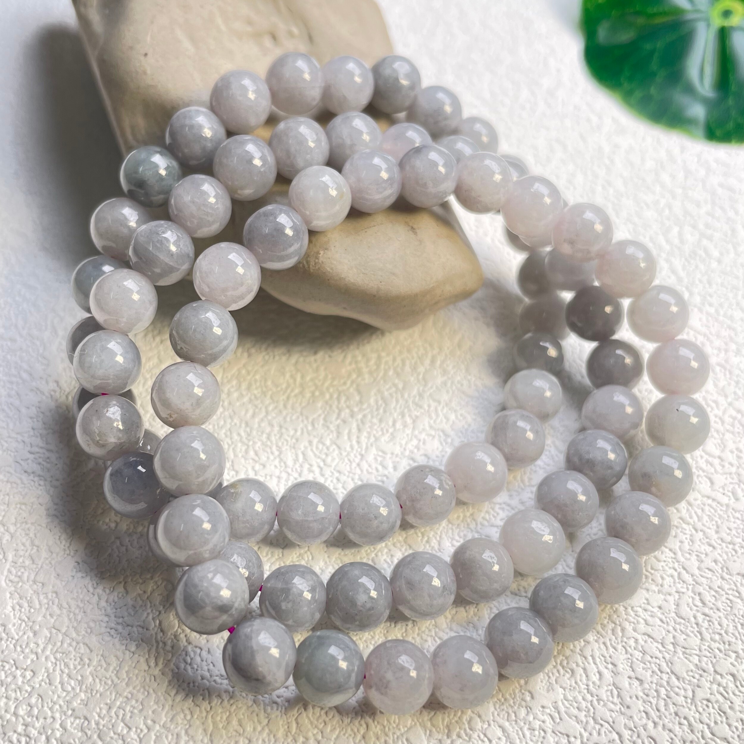 隆慈缘原矿翡翠源头A货7mm冰糯种紫灰乌鸡手串水墨画乌鸡玉石手链