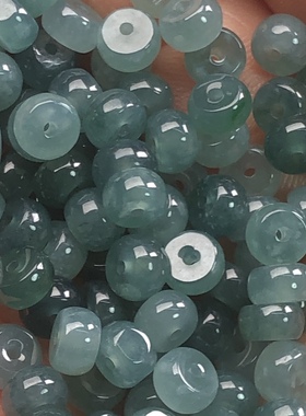 隆慈缘A货翡翠散珠源头冰蓝水桶珠散珠5.5mm项链挂链手链桶珠DIY