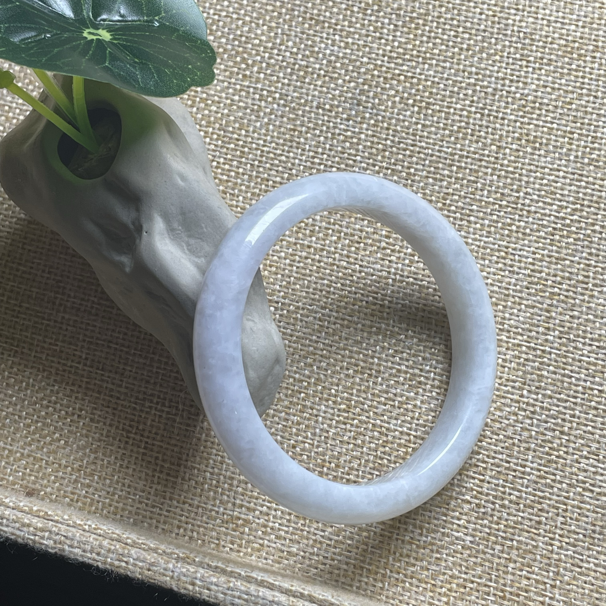 隆慈缘缅甸原矿A货翡翠54mm手镯细糯种淡紫手镯翡翠手镯