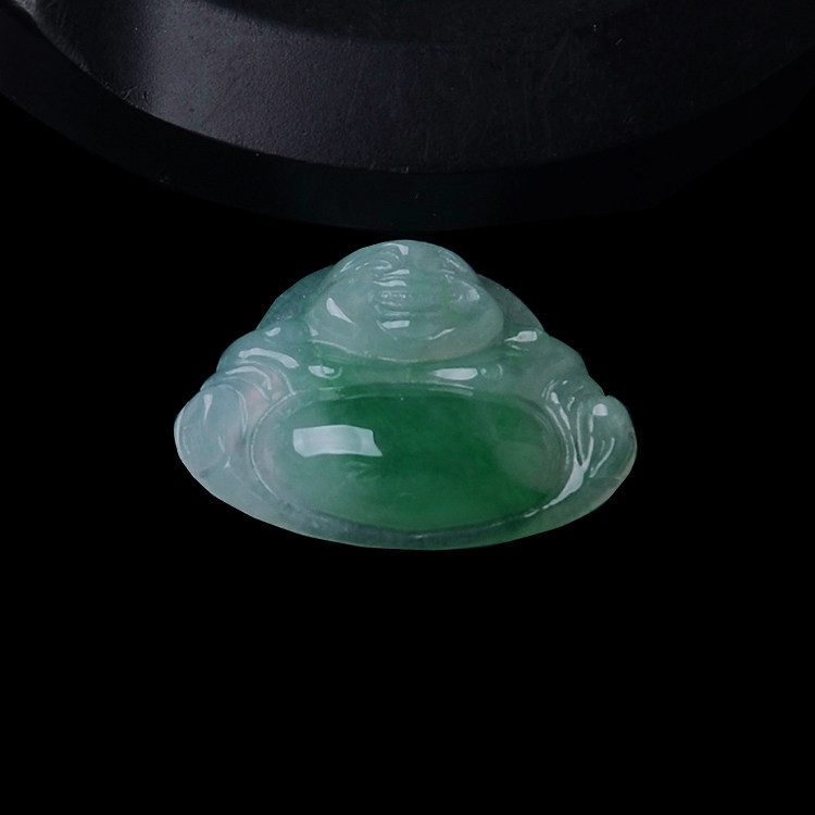 隆慈缘玉器老坑A货冰飘花翡翠玉佛吊坠缅甸保真笑佛挂坠包邮送证