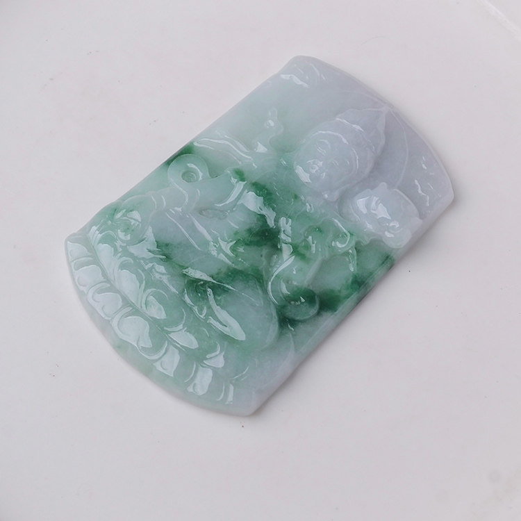 冰糯种本命佛隆慈缘翡翠吊坠